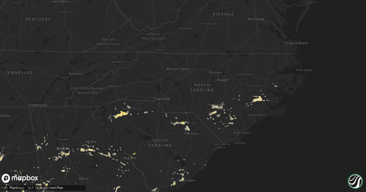 Hail map in North Carolina on June 9, 2015