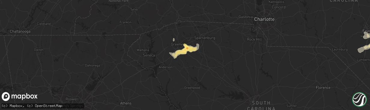 Hail map in Simpsonville, SC on June 9, 2015