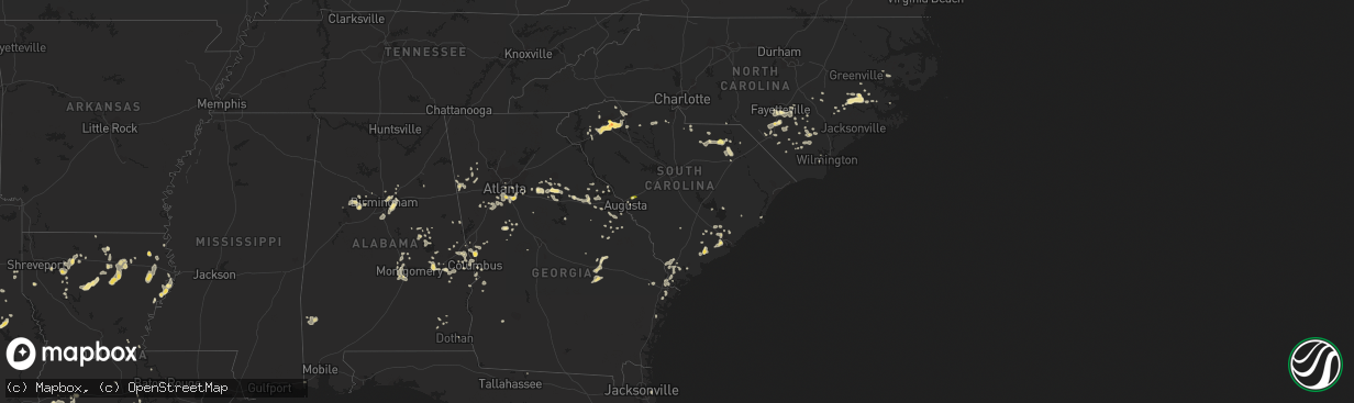 Hail map in South Carolina on June 9, 2015