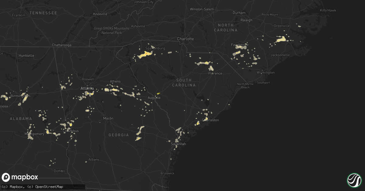 Hail map in South Carolina on June 9, 2015