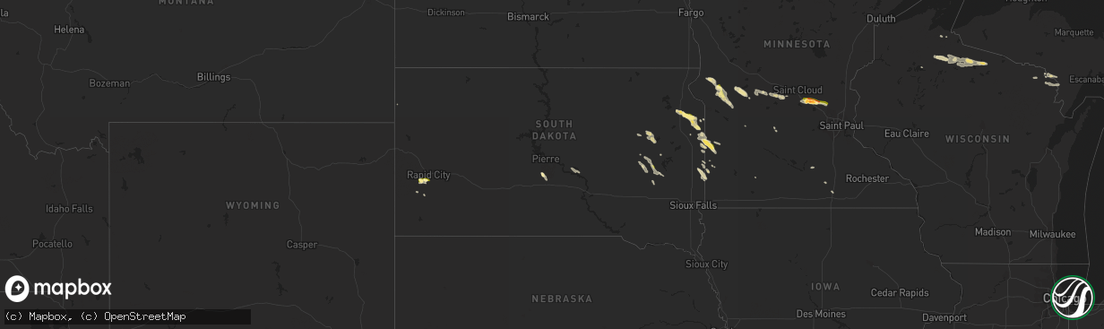 Hail map in South Dakota on June 9, 2015