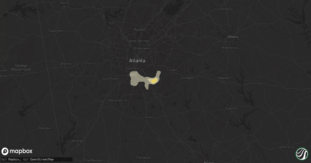 Hail map in Stockbridge, GA on June 9, 2015