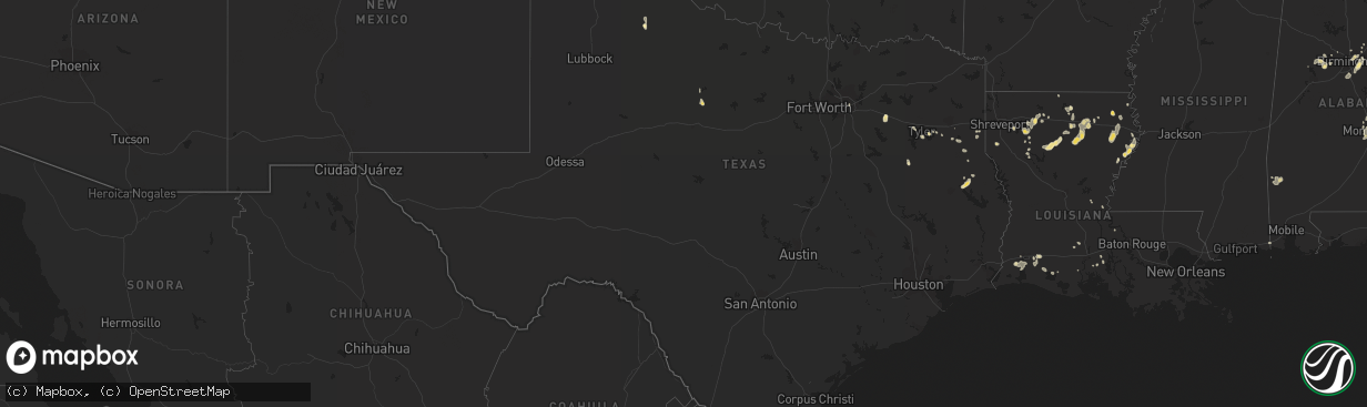 Hail map in Texas on June 9, 2015