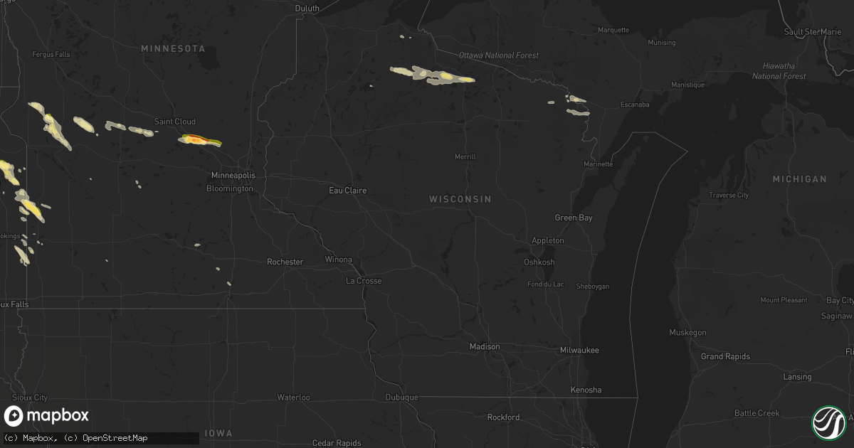 Hail map in Wisconsin on June 9, 2015