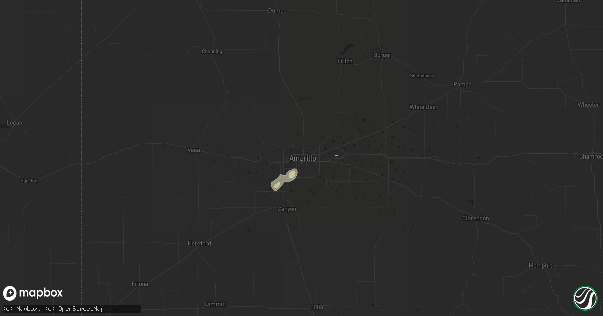 Hail map in Amarillo, TX on June 9, 2016