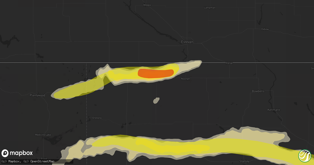 Hail map in Crosby, ND on June 9, 2016