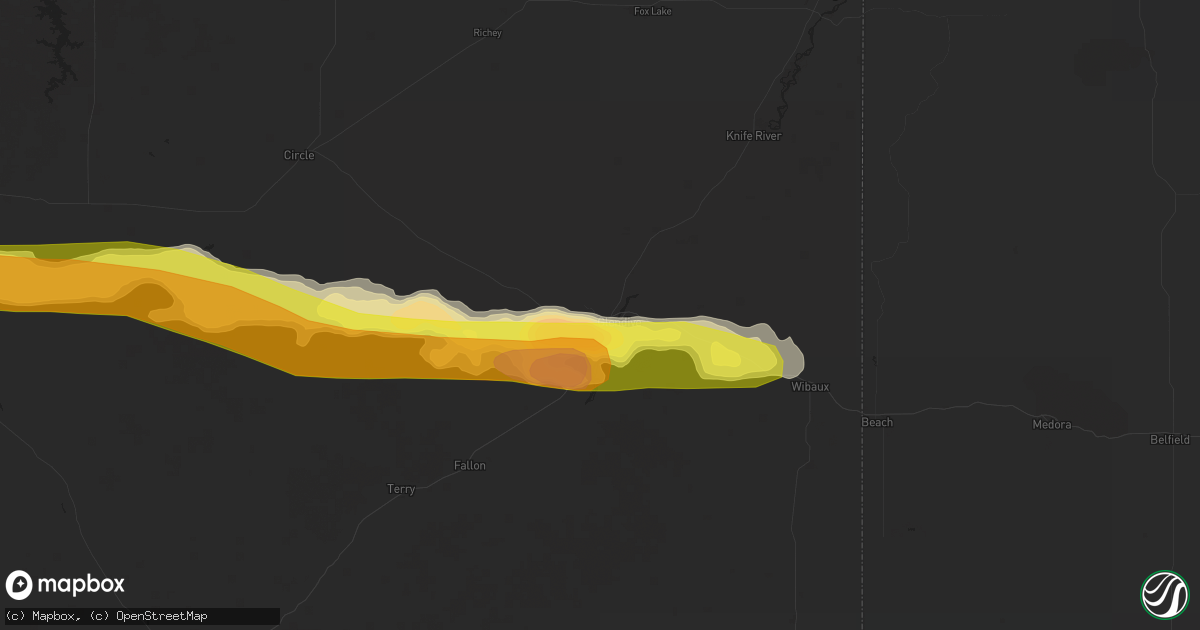 Hail map in Glendive, MT on June 9, 2016