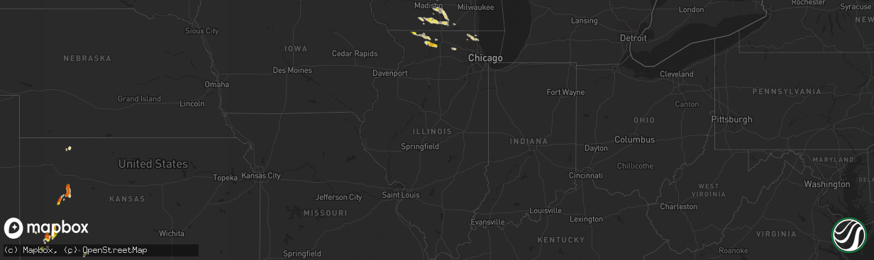 Hail map in Illinois on June 9, 2016