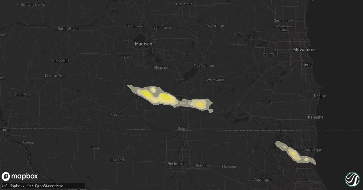 Hail map in Janesville, WI on June 9, 2016