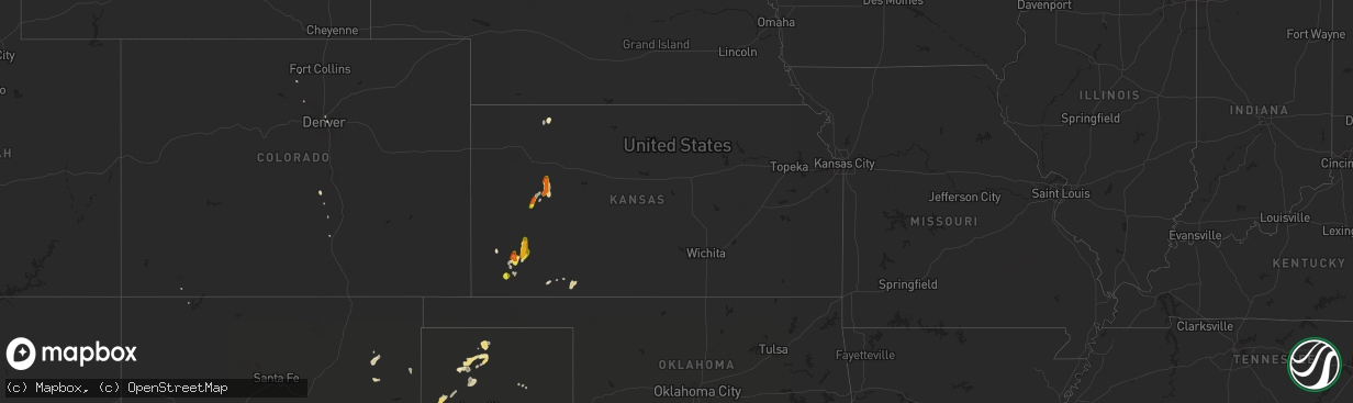 Hail map in Kansas on June 9, 2016