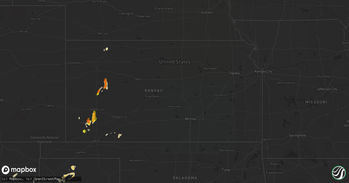 Hail map in Kansas on June 9, 2016