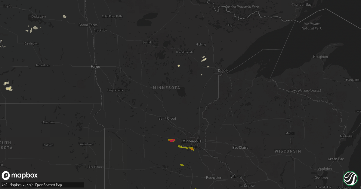 Hail map in Minnesota on June 9, 2016