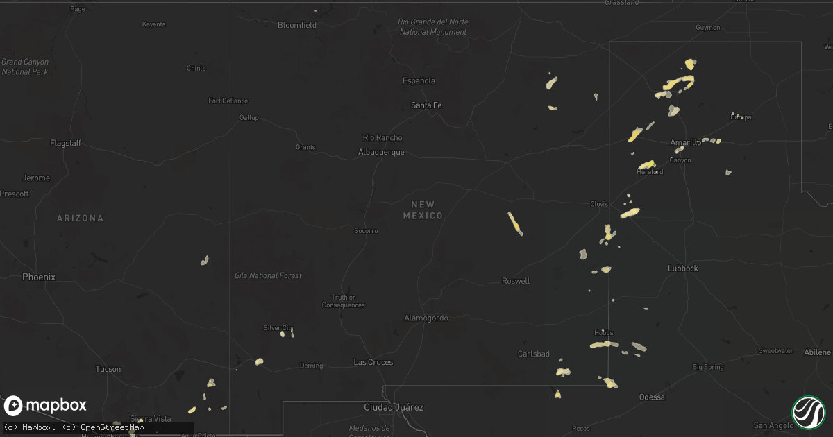 Hail map in New Mexico on June 9, 2016