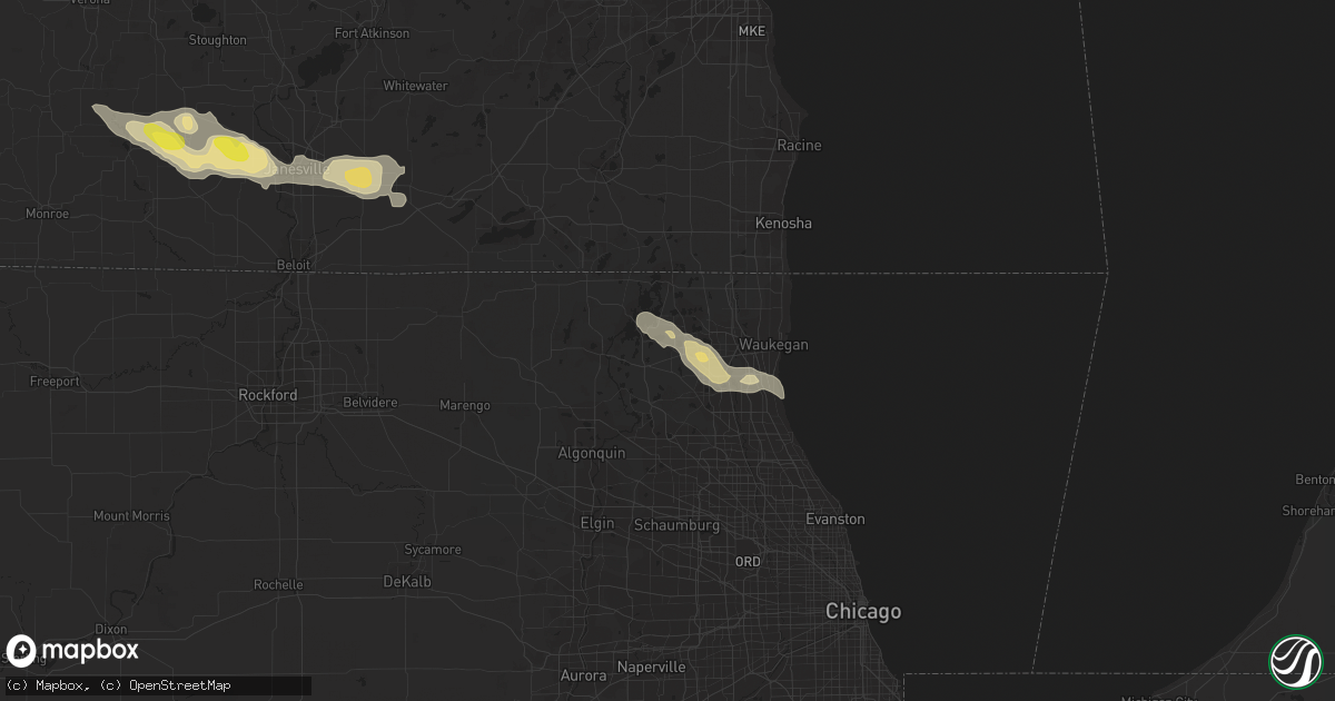 Hail map in Round Lake, IL on June 9, 2016