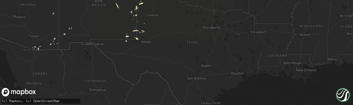 Hail map in Texas on June 9, 2016