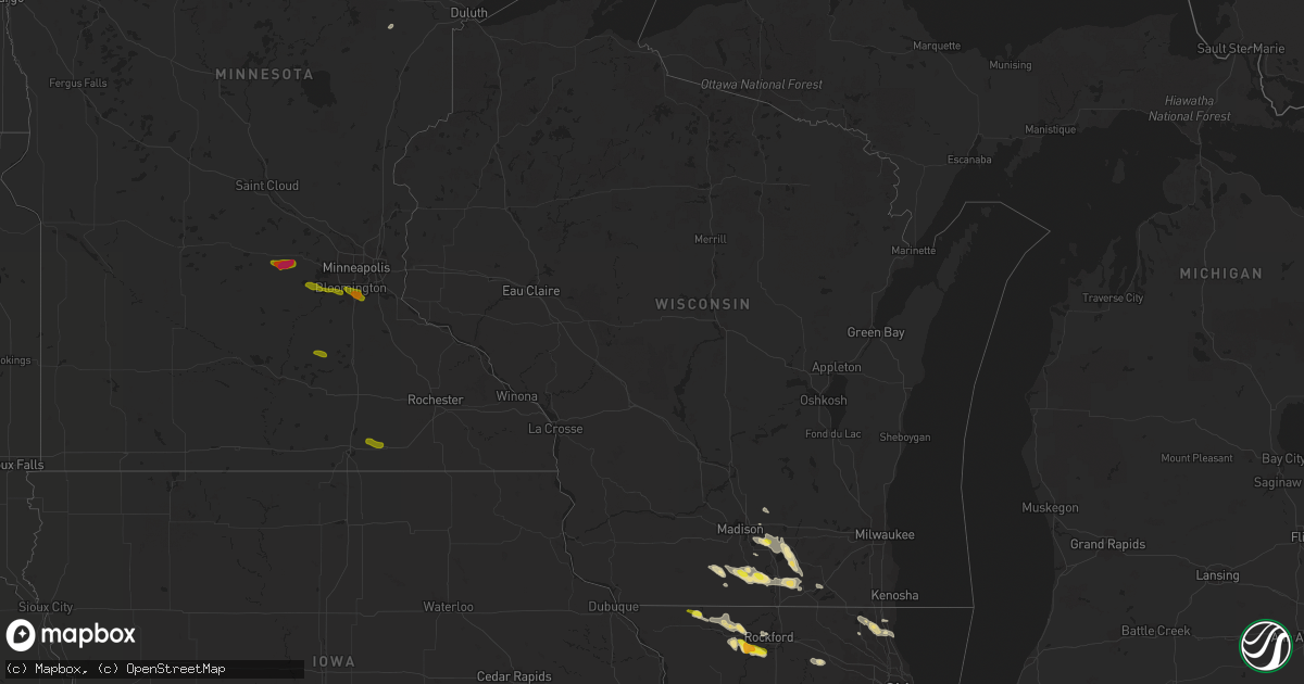 Hail map in Wisconsin on June 9, 2016