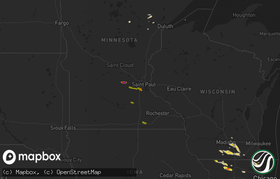 Hail map preview on 06-09-2016