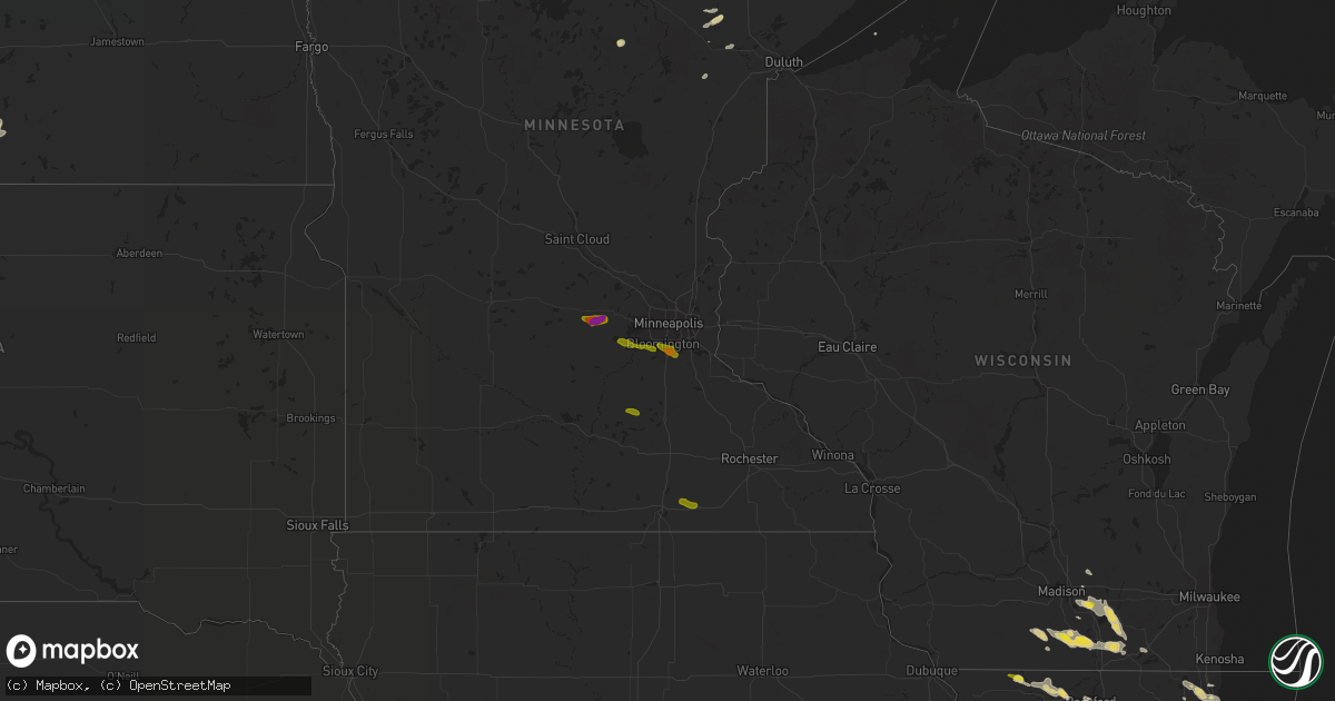 Hail map on June 9, 2016