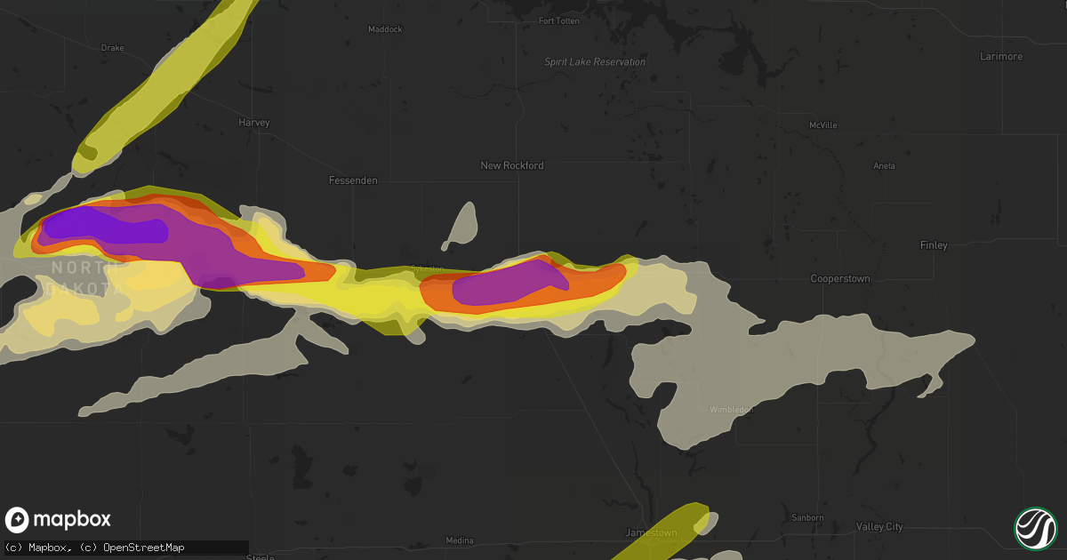 Hail map in Carrington, ND on June 9, 2017