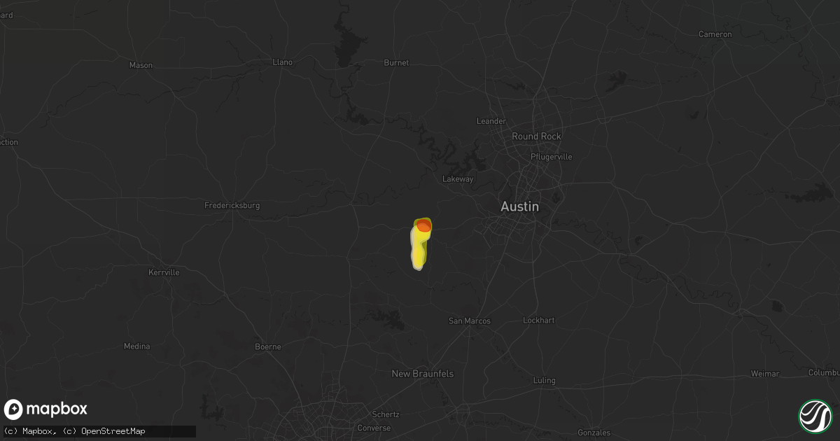 Hail map in Dripping Springs, TX on June 9, 2017