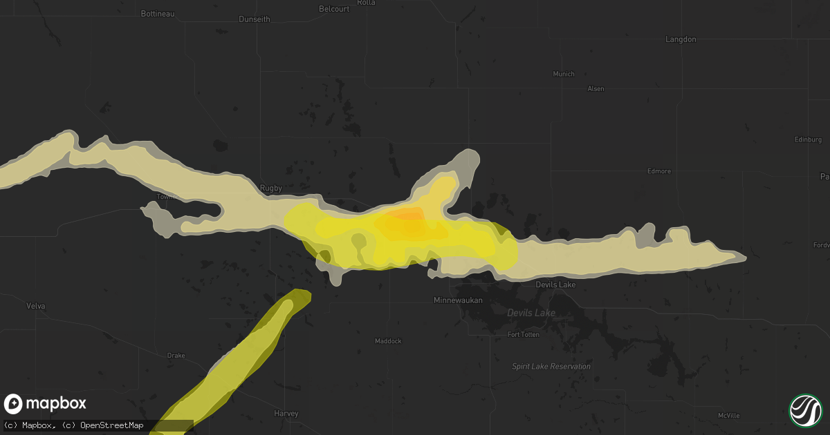 Hail map in Leeds, ND on June 9, 2017