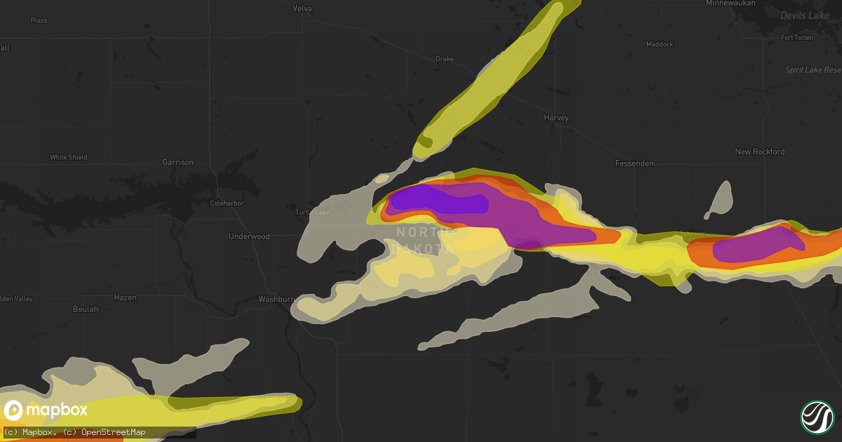 Hail map in Mcclusky, ND on June 9, 2017