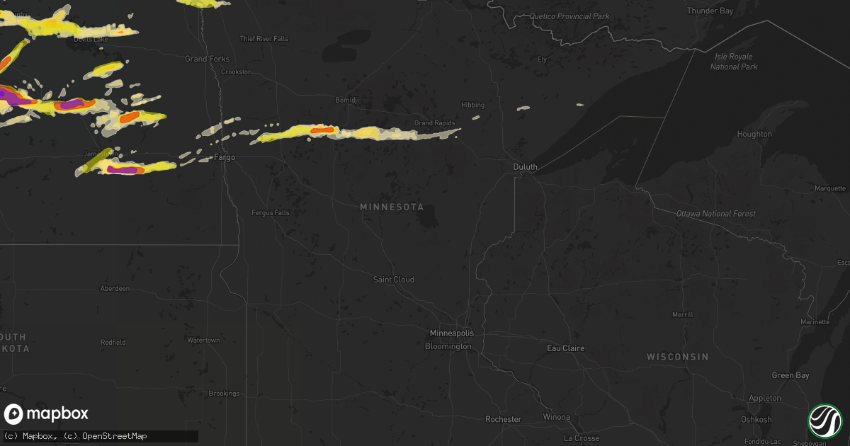 Hail map in Minnesota on June 9, 2017