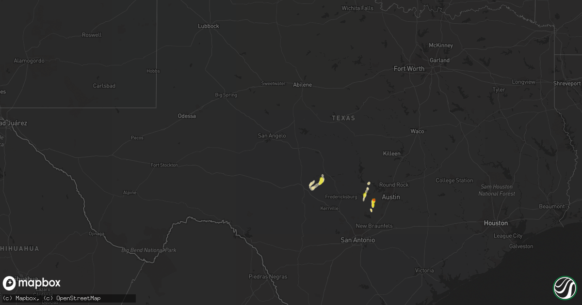 Hail map in Texas on June 9, 2017