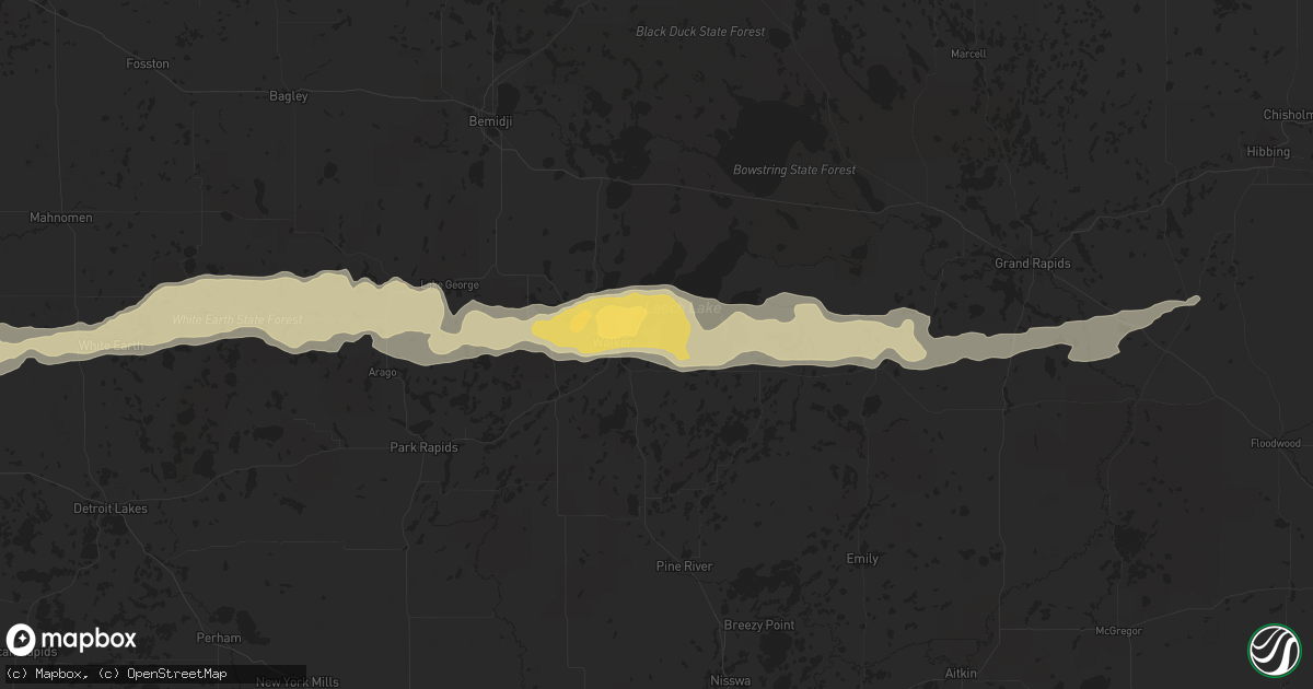 Hail map in Walker, MN on June 9, 2017