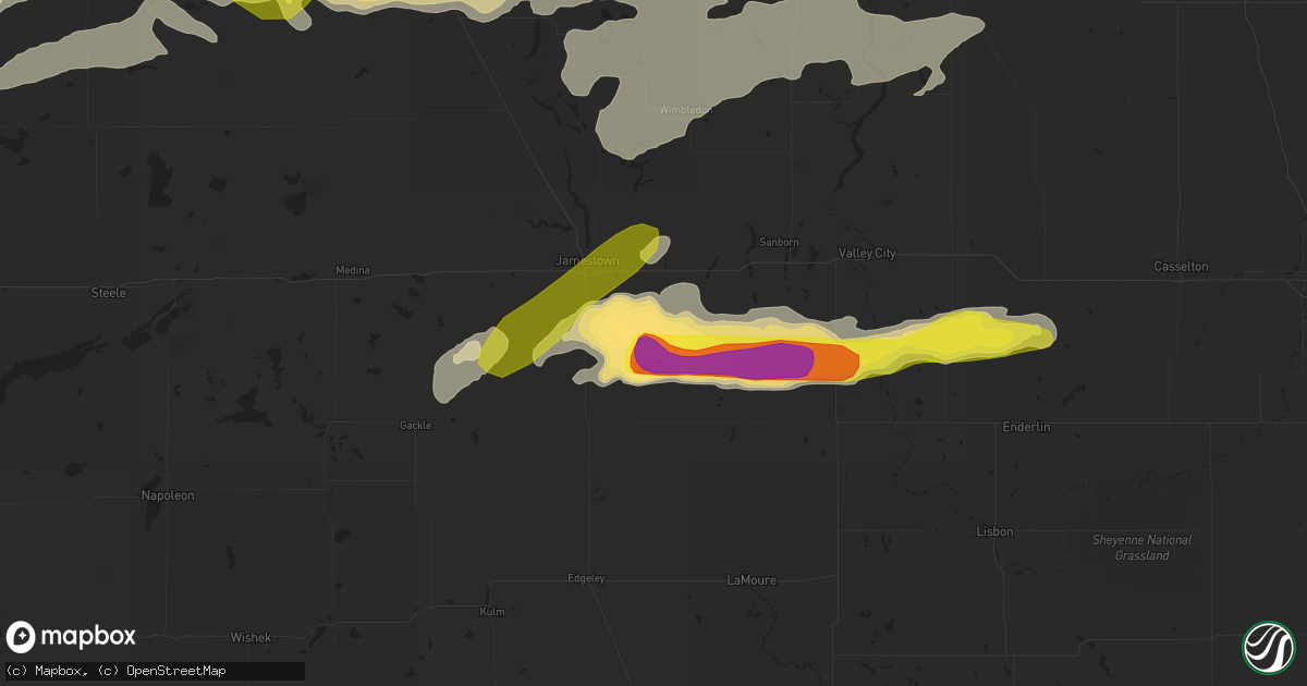 Hail map in Ypsilanti, ND on June 9, 2017