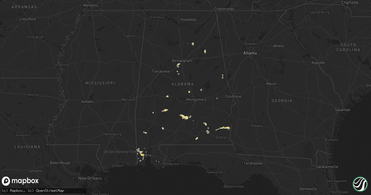 Hail map in Alabama on June 9, 2018