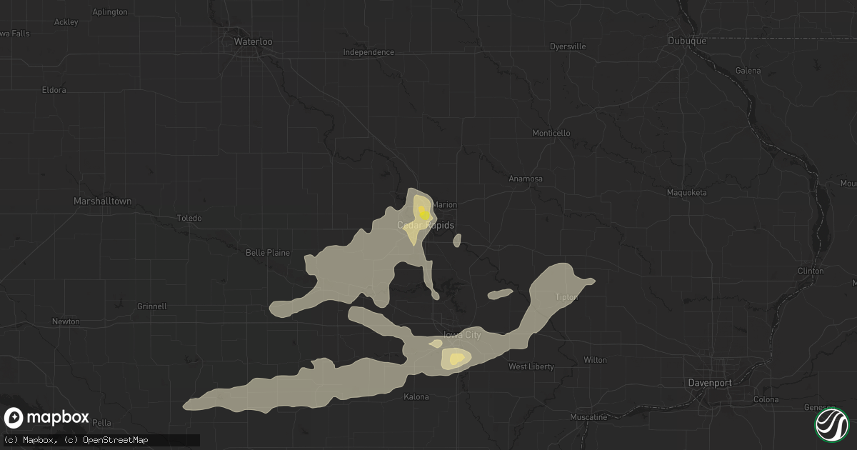 Hail map in Cedar Rapids, IA on June 9, 2018