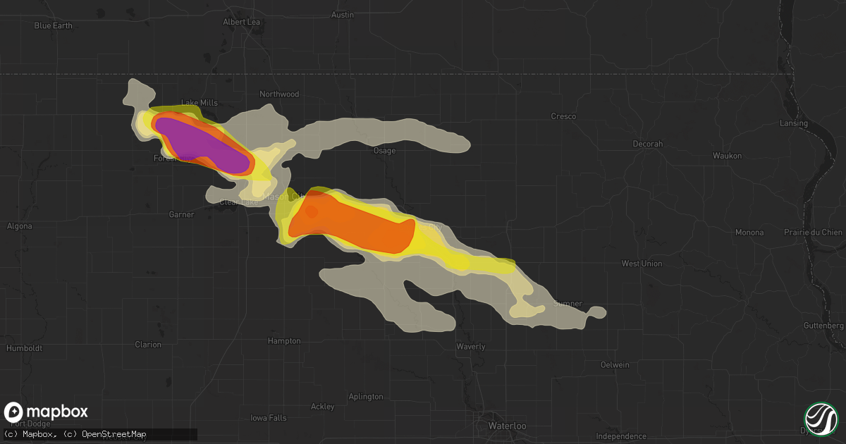 Hail map in Charles City, IA on June 9, 2018