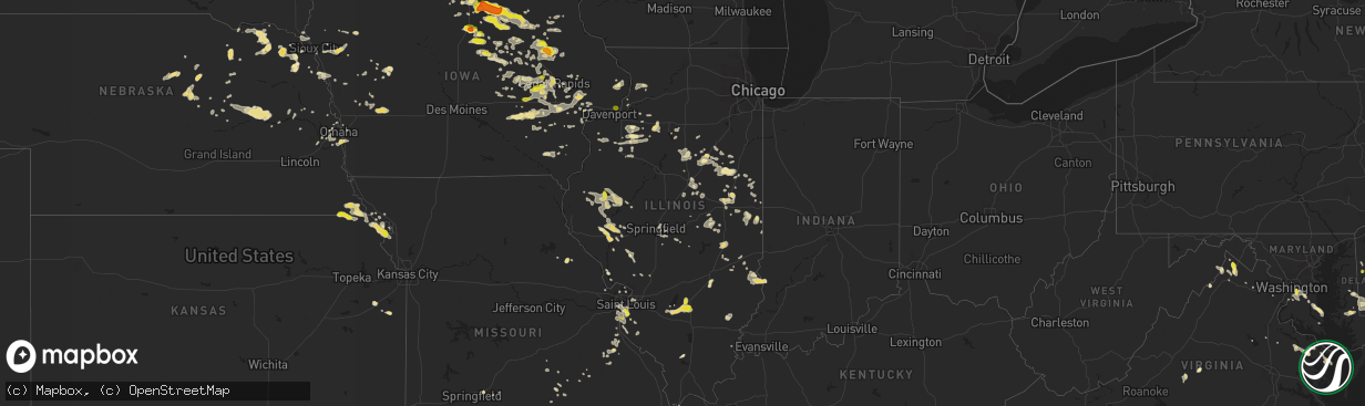 Hail map in Illinois on June 9, 2018