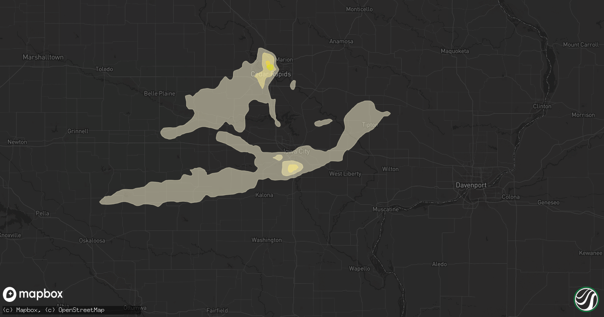 Hail map in Iowa City, IA on June 9, 2018