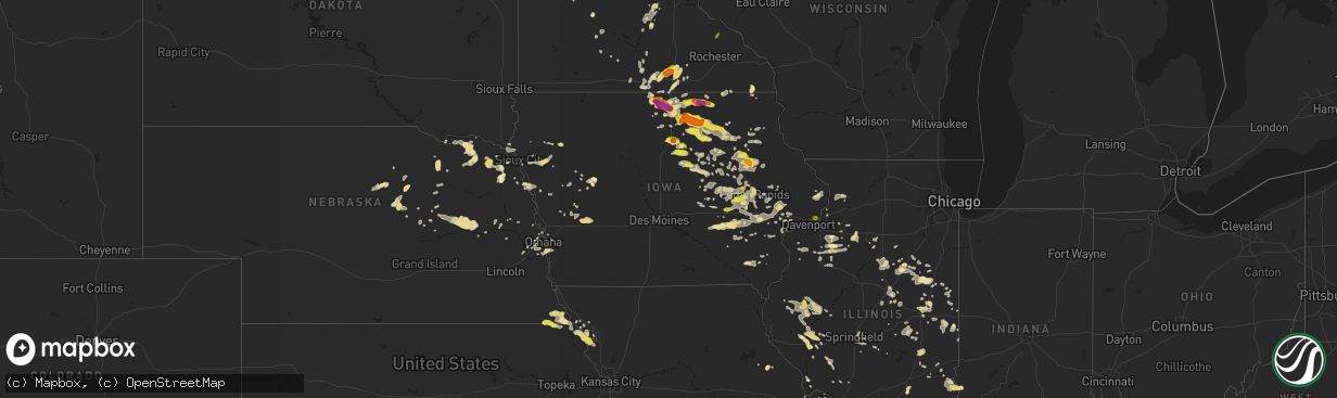 Hail map in Iowa on June 9, 2018