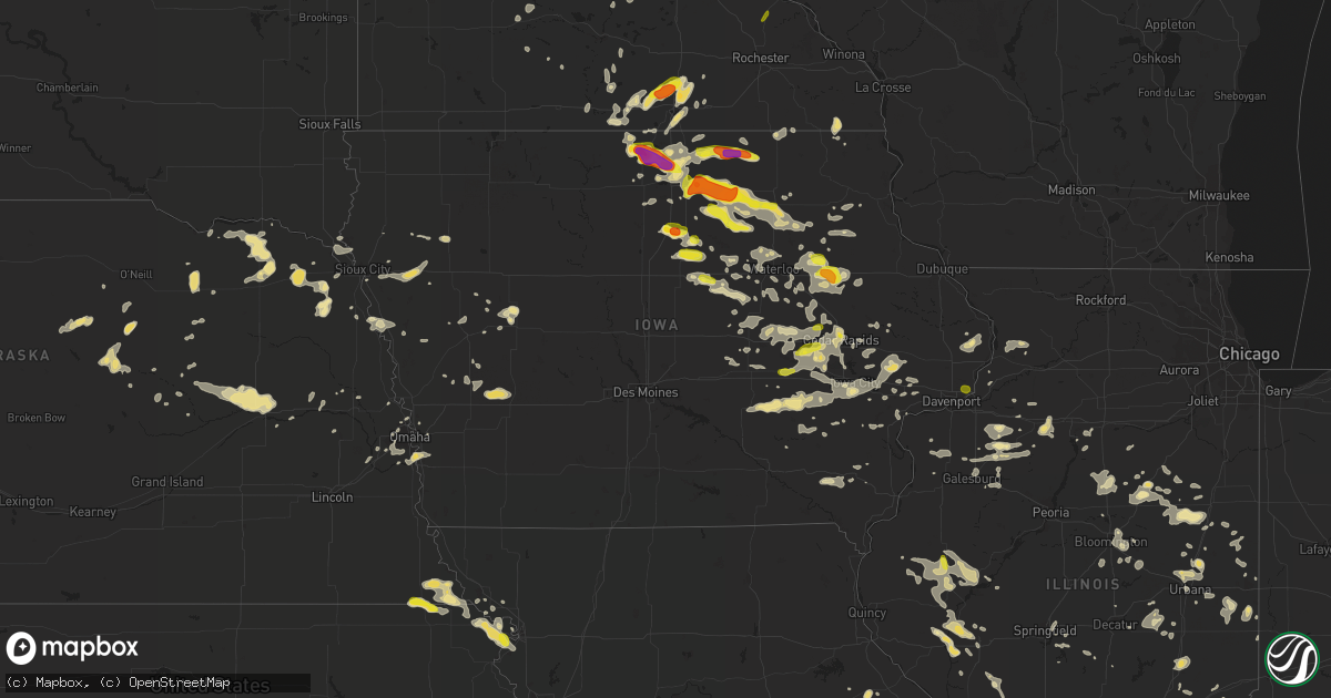 Hail map in Iowa on June 9, 2018