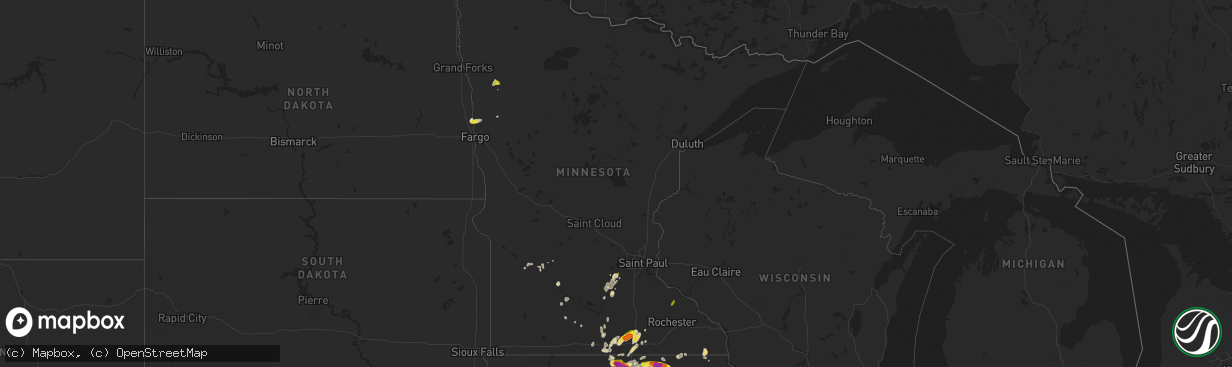 Hail map in Minnesota on June 9, 2018