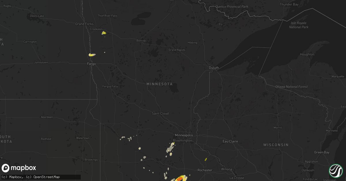 Hail map in Minnesota on June 9, 2018