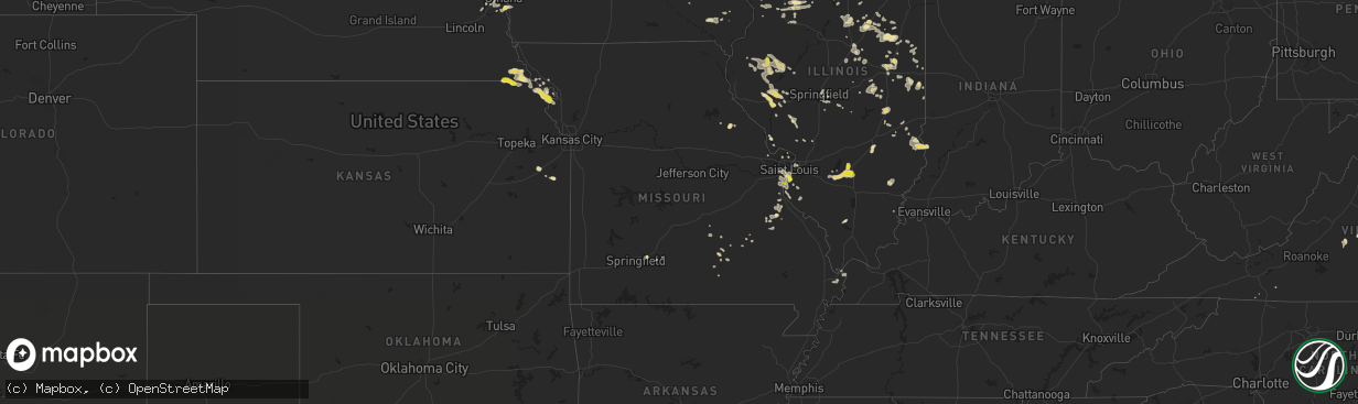 Hail map in Missouri on June 9, 2018