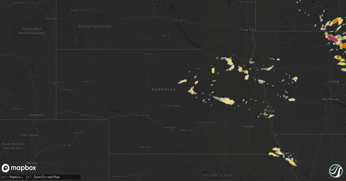 Hail map in Nebraska on June 9, 2018