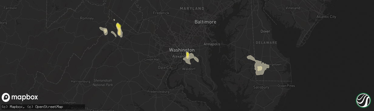 Hail map in Temple Hills, MD on June 9, 2018
