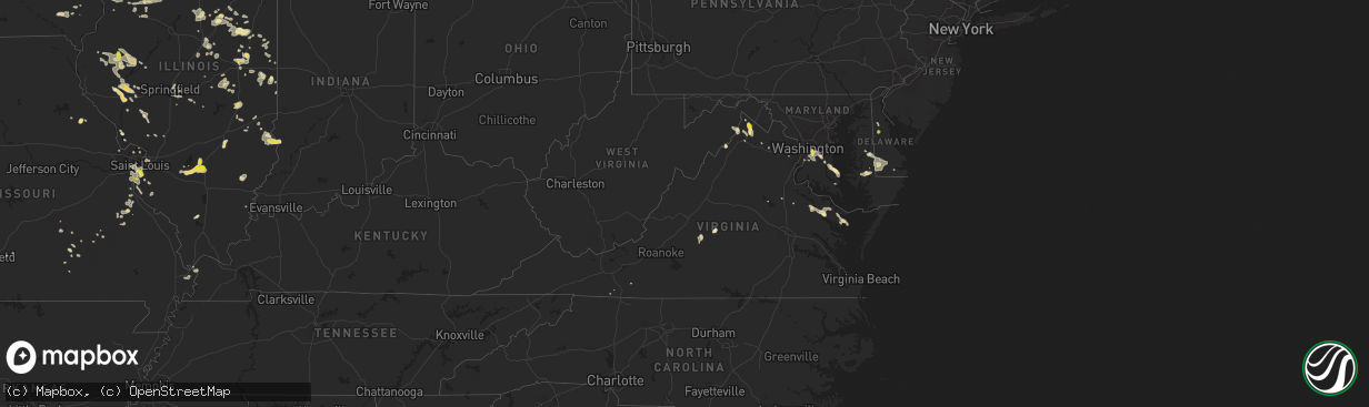 Hail map in Virginia on June 9, 2018