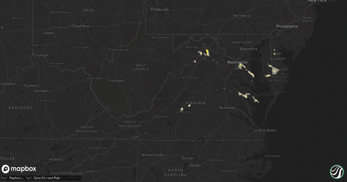Hail map in Virginia on June 9, 2018