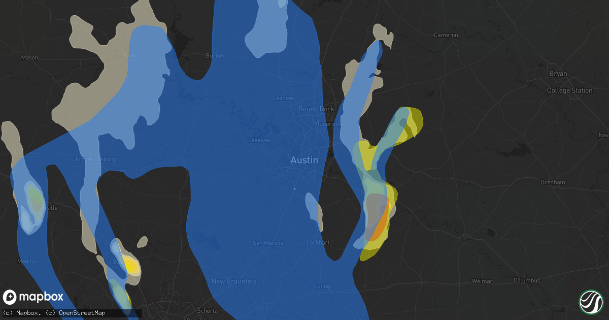 Hail map in Austin, TX on June 9, 2019