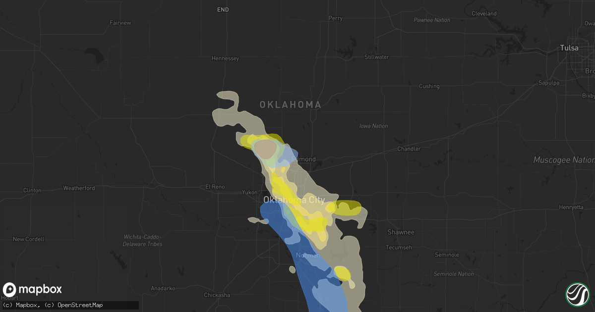 Hail map in Edmond, OK on June 9, 2019