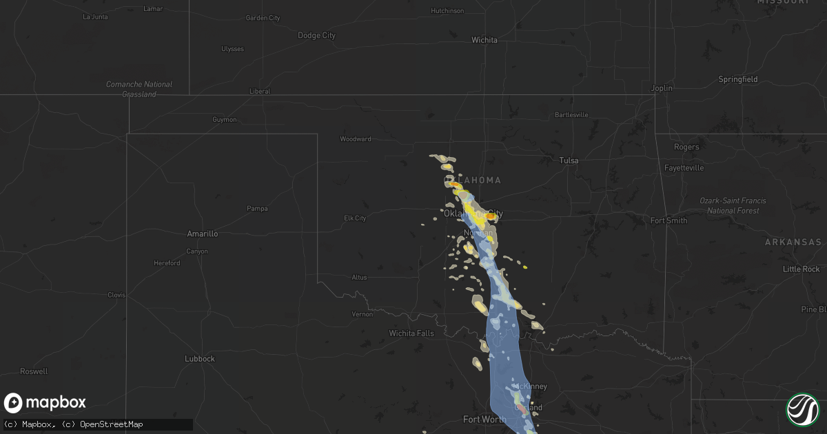 Hail map in Oklahoma on June 9, 2019