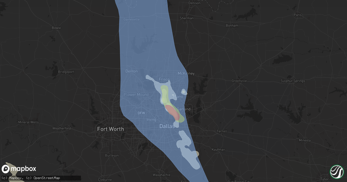 Hail map in Plano, TX on June 9, 2019