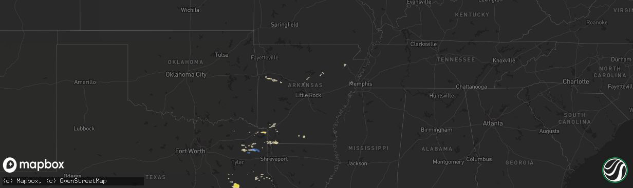 Hail map in Arkansas on June 9, 2020