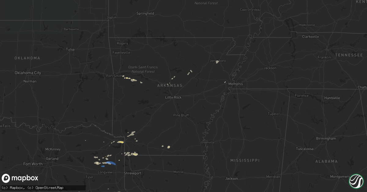 Hail map in Arkansas on June 9, 2020